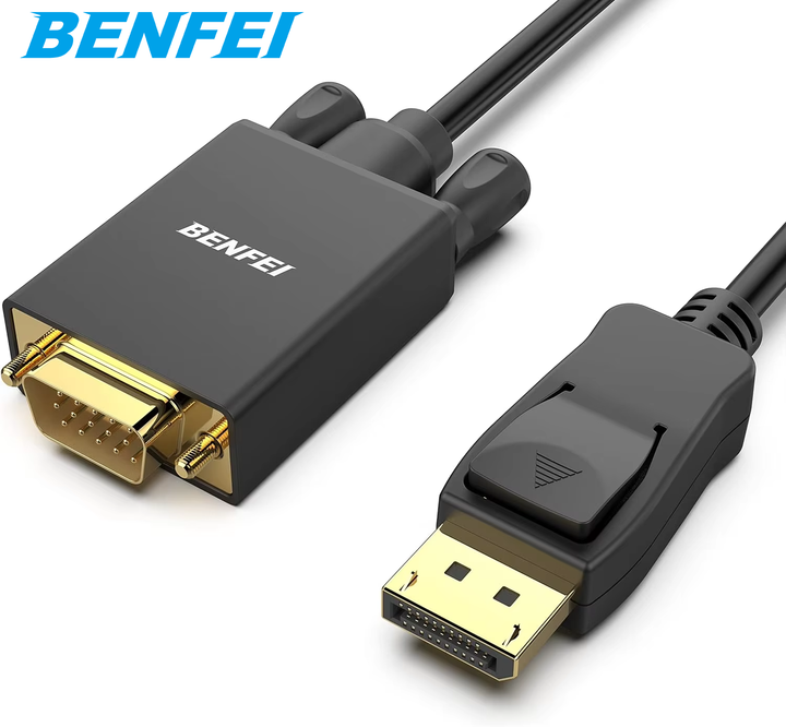 BENFEI DisplayPort to VGA 3 Meter Cable, DP DisplayPort to VGA Cable Male to Male Gold-Plated Cord Bulk Wholesale Chain