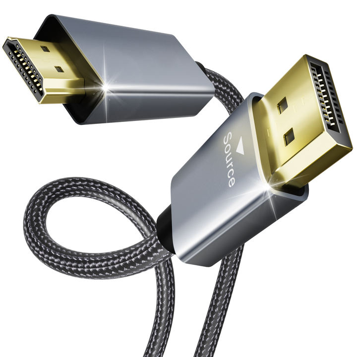 Customize DisplayPort to HDMI 1.8 Meter Cable, Aluminum Case Nylon Cable, Uni-Directional DP to HDMI Cable Chinese Wholesale Supplier