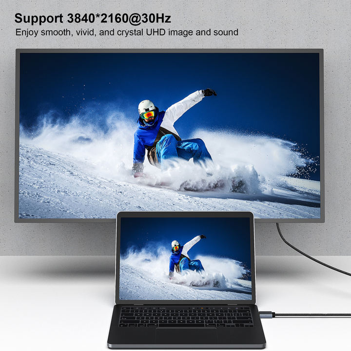 Customize DisplayPort to HDMI 1.8 Meter Cable, Aluminum Case Nylon Cable, Uni-Directional DP to HDMI Cable Chinese Wholesale Supplier