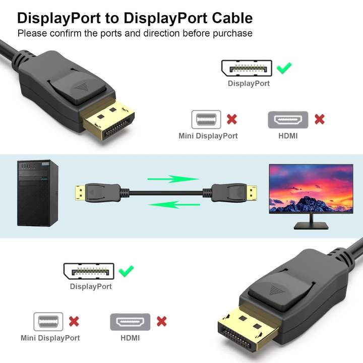 DisplayPort to DisplayPort 1.8 Meter Cable, BENFEI DP to DP Male to Male Cable Gold-Plated Cord, Supports 4K@60Hz, 2K@144Hz China Production Hub