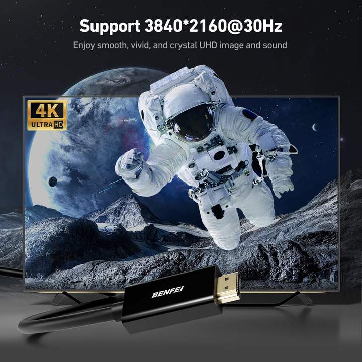 DisplayPort to HDMI Cable, 1.8 Meter 4K 30Hz Uni-Direction Cable Gold-Plated Cord for Laptop and Computer Efficient Manufacturing Outlet