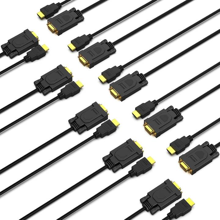 BENFEI 10 Pack HDMI to VGA Cable 1.8 Meter Uni-Directional HDMI to VGA Adapter Cable  Male to Male Golden Plated