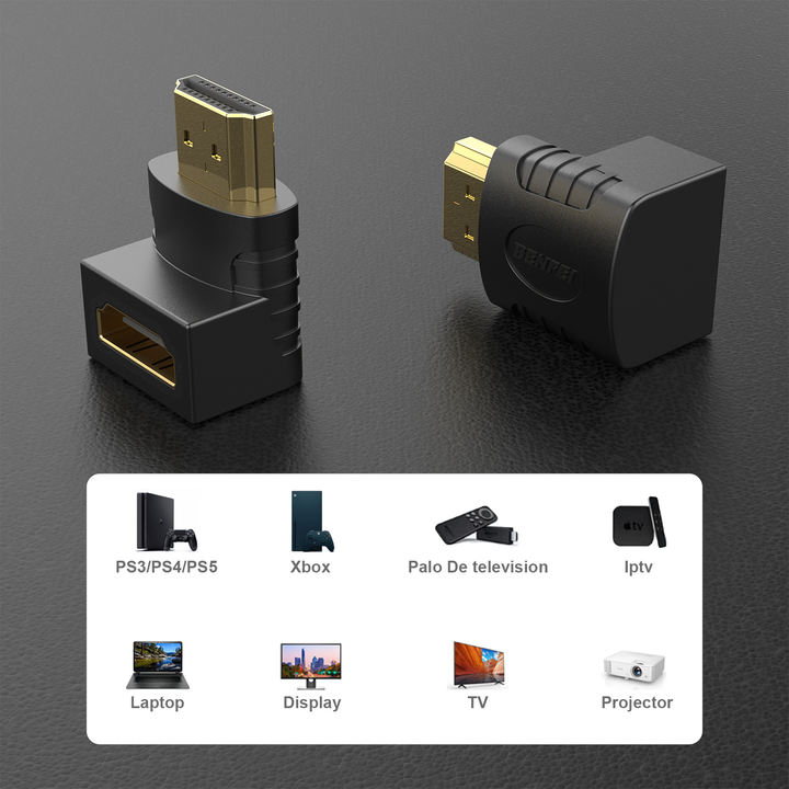 BENFEI HDMI Adapter Male to Female Right Angle 90 Degree 2 Pack