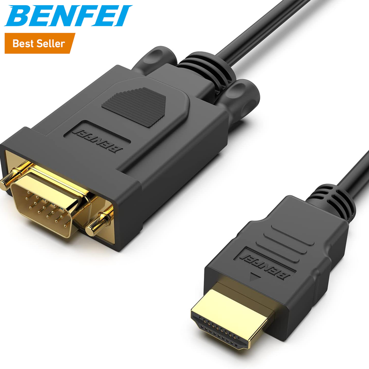 BENFEI HDMI to VGA 1.8Meter Cable, Uni-Directional HDMI to VGA Cable (Male to Male) Compatible for Computer, Desktop, Laptop, PC Quality Manufacturing Direct