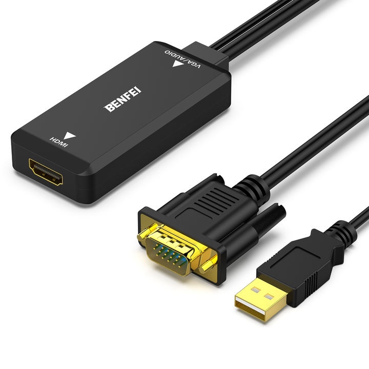 BENFEI VGA to HDMI Adapter, 1080P Converter with Audio from Computer/Laptop VGA Source to HDMI TV/Monitor