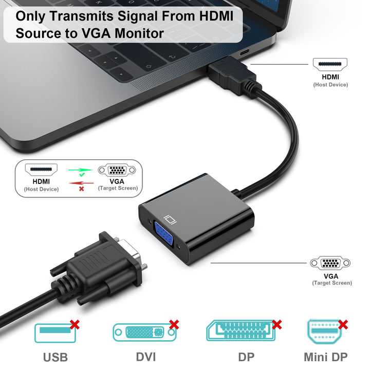 Customize Gold Plated HDMI to VGA Adapter HDMI Video Cable 1080P HDMI Male to VGA Female Converter for PC Laptop Tablet HDTV Bulk Pricing