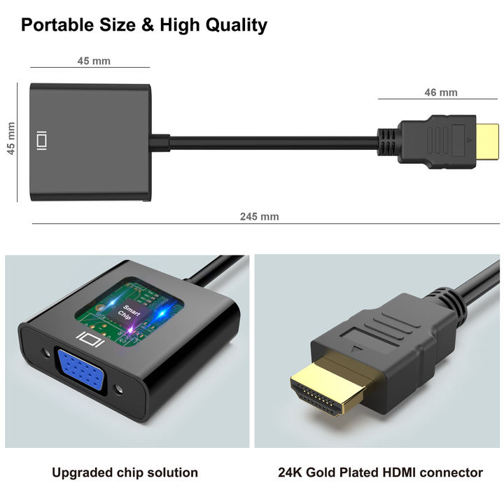 Customize Gold Plated HDMI to VGA Adapter HDMI Video Cable 1080P HDMI Male to VGA Female Converter for PC Laptop Tablet HDTV Bulk Pricing