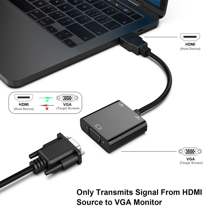 Customize HDMI to VGA  Gold-Plated HDMI to VGA Adapter (Male to Female) Compatible for Computer, Desktop, Laptop, PC, Monitor Wholesale B2B Pricing Pricing