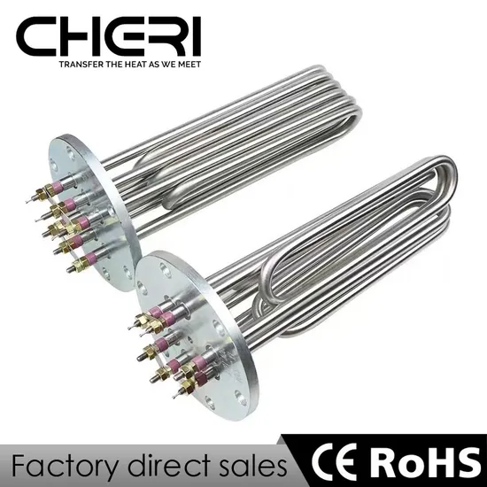 220V 9000W Stainless Flange Heater with Probe Tube Custom Electric Water Heater Element