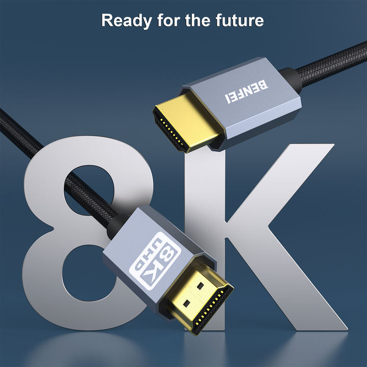 BENFEI 8K 60Hz 4K 120Hz HDMI to HDMI 2.1 Cable, 1.8 Meter, 48 Gbps, Aluminum Shell, Nylon Braided Mass Wholesale Innovation