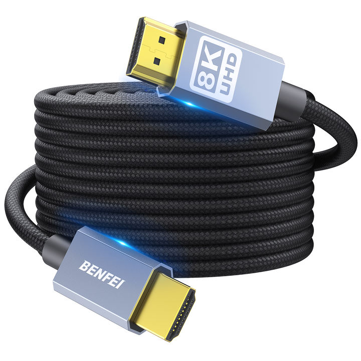 BENFEI 8K 60Hz 4K 120Hz HDMI to HDMI 2.1 Cable, 1.8 Meter, 48 Gbps, Aluminum Shell, Nylon Braided