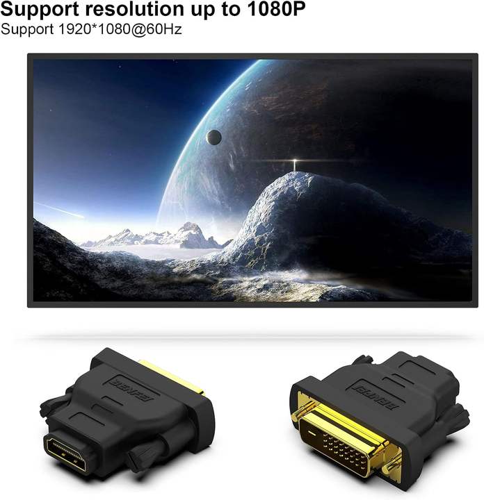 BENFEI  DVI to HDMI 4 Pack Bidirectional DVI (DVI-D) to HDMI Male to Female Adapter with Gold-Plated Cord