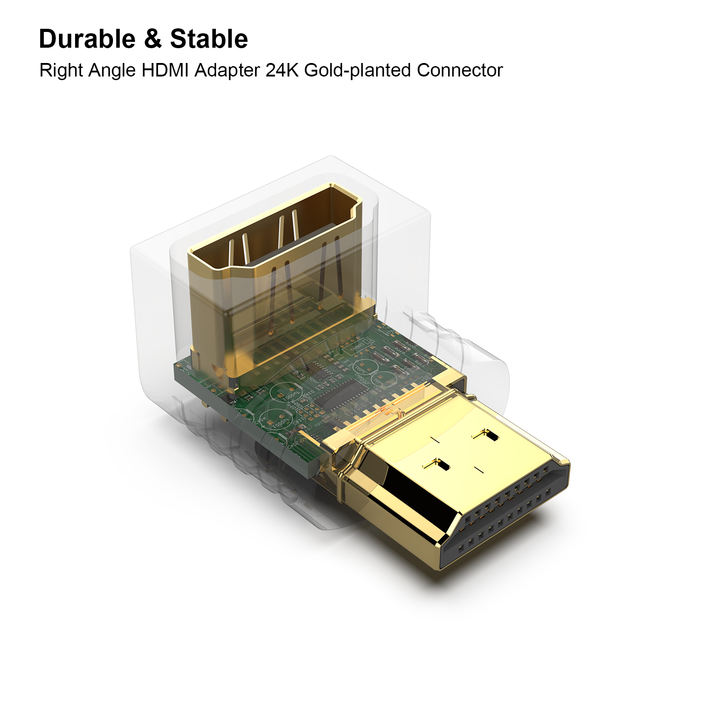 Customize HDMI Right Angle Male to Female Adapter 2 Pack