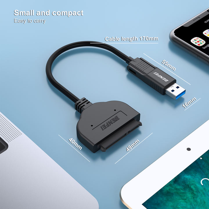BENFEI SATA to USB Adapter Cable, USB 3.0/USB C to SATA III Hard Driver Adapter Compatible for 2.5 inch HDD and SSD Wholesale Manufacturer