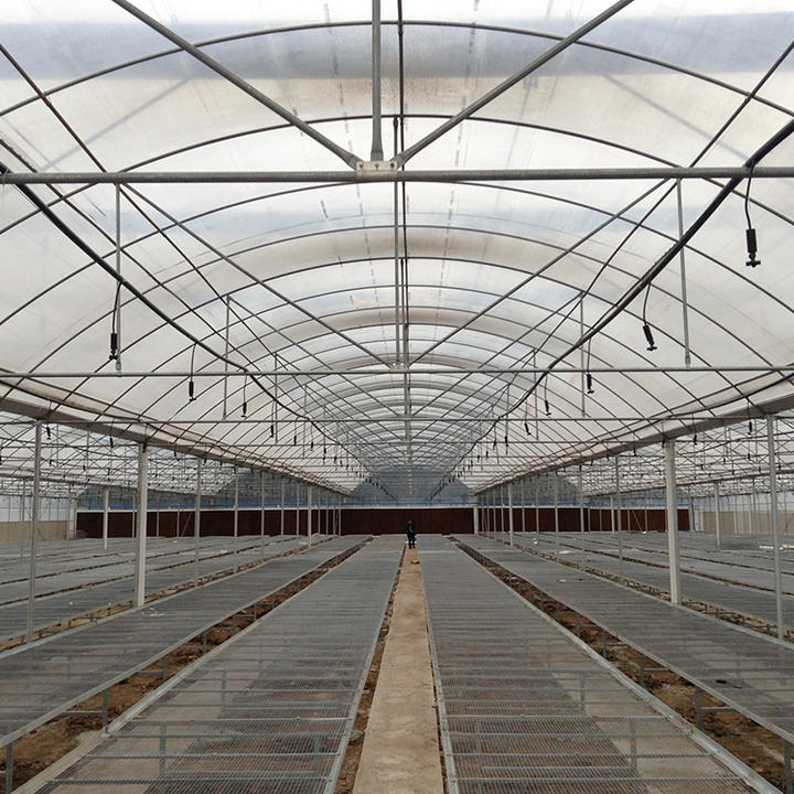 Outside inner shading system nursery seedbed rolling benches shed net big multi span film greenhouse for flower growing