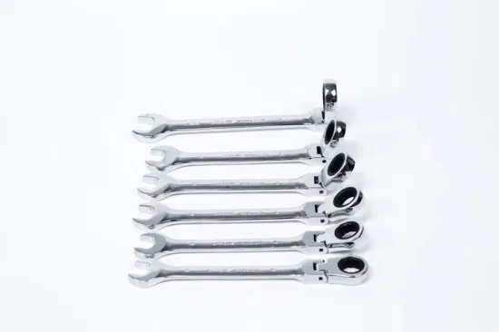 Mirror Finish 6-32 mm Flexible Head Ratchet Wrench Set, Factory Price