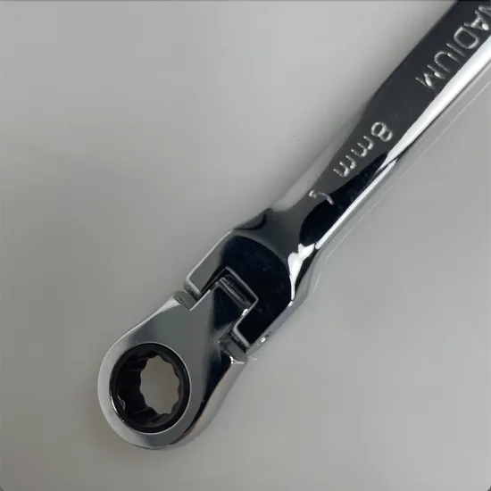 Mirror Finish Flexible Head 8mm Ratchet Combination Wrench, Factory Price