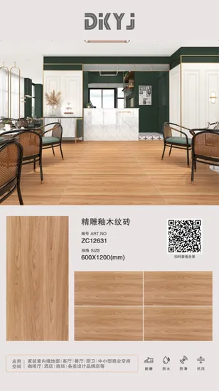 Fine Carving Glazed Wood Flooring Tile for Home Decoration 600X1200mm