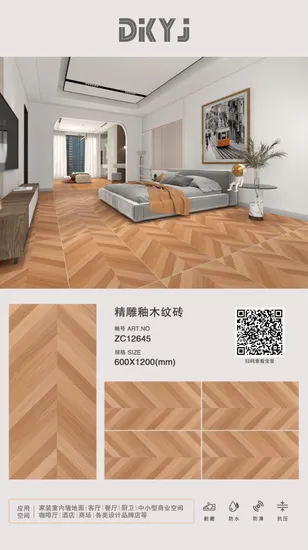 Fine Carving Glazed Wood Flooring Tile for Home Decoration 600X1200mm