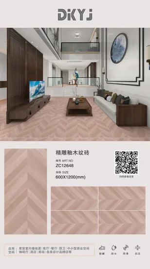 New Design Fine Carving Glazed Wood Flooring Tile for Home Decoration (600X1200mm)