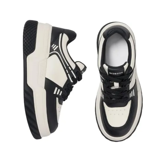 New Fashion Thick-Soled Sneakers for Height Increase Black and White Panda Sneakers for Women