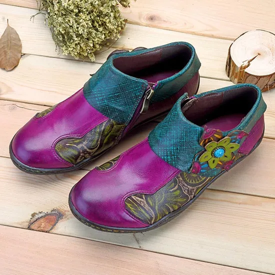 Boho Chic Style Handmade Leather Shoes Women Soft Slip on Shoes