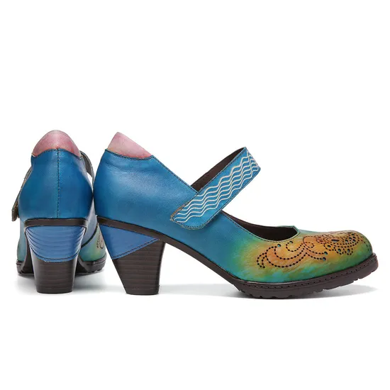 New Arrival Colorful Custom Shoes Women Cowhide Leather Heel Shoes