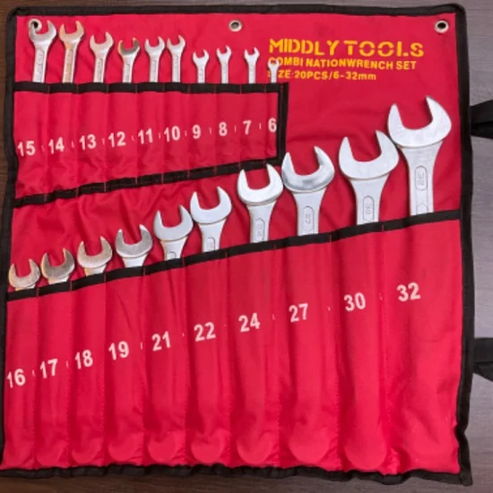 20PCS New Combination Metric Wrench Set with Roll up Pouch,