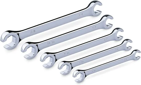 35/64inch-43/64inch Flare Nut Wrench Set, Brake Line Open Wrench