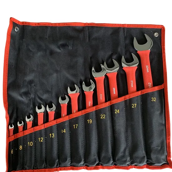 Combination Wrench Set with Insulated Grip Roll up Pouch