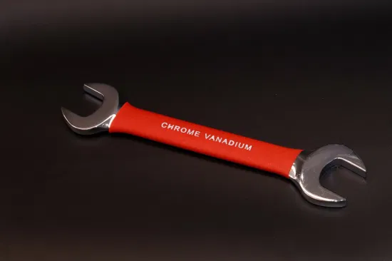 Double-Open-End Wrench with Insulated Grip, Rubber Piped Open Spanner, Mirror, 30-32mm