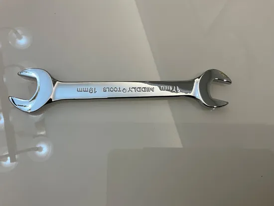 Double Open-End Wrench/Open Spanner, Mirror Finish, 17-19mm, Cr-V