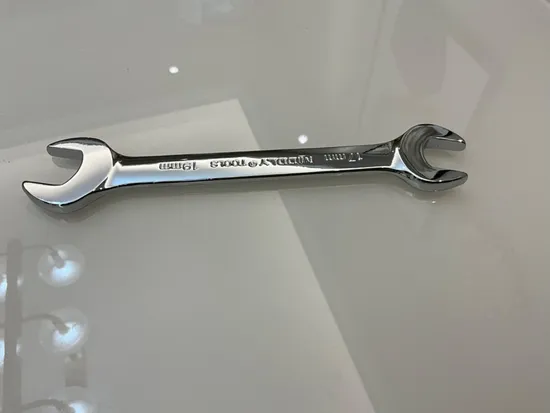 Double Open-End Wrench/Open Spanner, Mirror Finish, 17-19mm, Cr-V