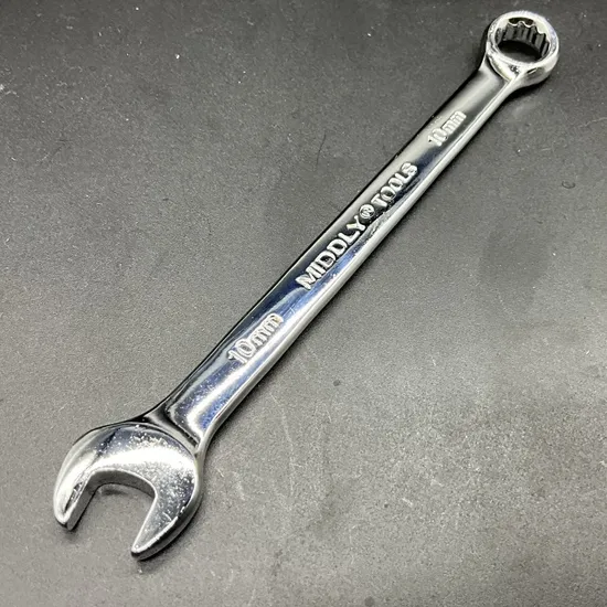 Middly Combination Wrench/Open-Ring Spanner, Mirror Finish 25/64inch Cr-V