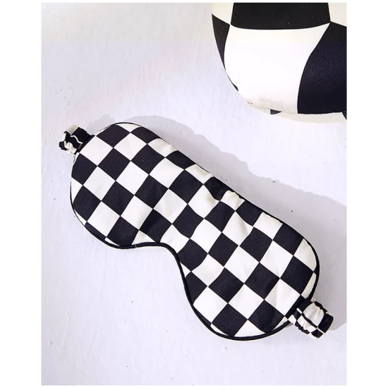 Custom Black and White Printed 100% Mulberry Silk Slip Eye Mask