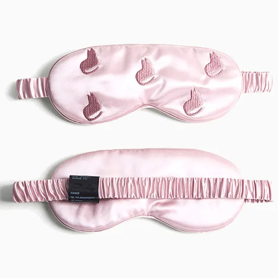 Customize Embroidery Brand Solid Color Silk Eye Mask