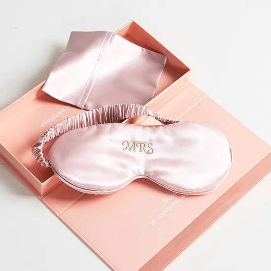 Customize Embroidery Brand Solid Color Silk Eye Mask