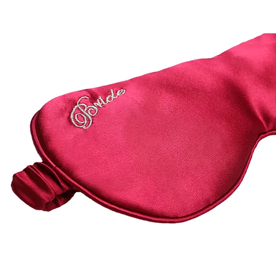 Customized Embroidery Logo Silk Eye Mask for Gift