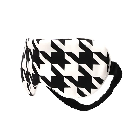 Digital Print Plaid Sleeping Eye Mask Houndstooth Silk Eye Mask