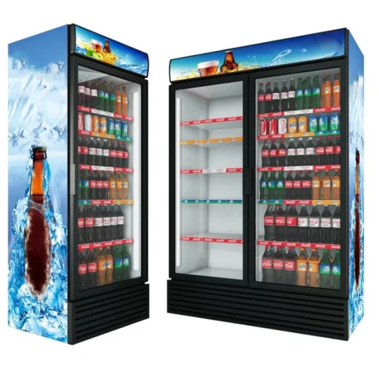 246L Glass Door Upright Display Fridge Freezer Showcase Display OEM Color Vertical Showcase