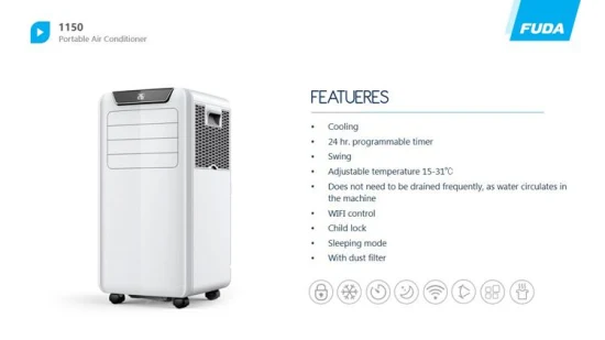 6 in 1new Design Household Mobile Portable Air Conditioner with Child Lock /Display Screen/WiFi/Heating/Cooling/Dehumidifying/Dehumidifier Air Cooler