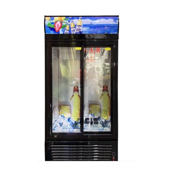 880L Large Capacity Commercial Double Doors Showcase Refrigerator