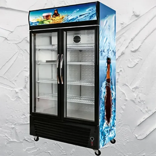 880L Large Capacity Commercial Double Doors Showcase Refrigerator