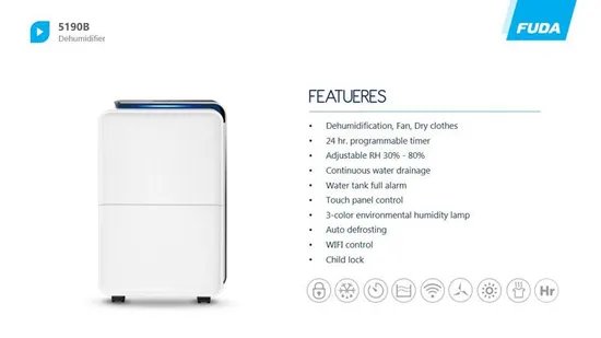 Adjustable Humidity/Automatic Defrost Smart 30L/Day Home Dehumidifier APP-Controlled