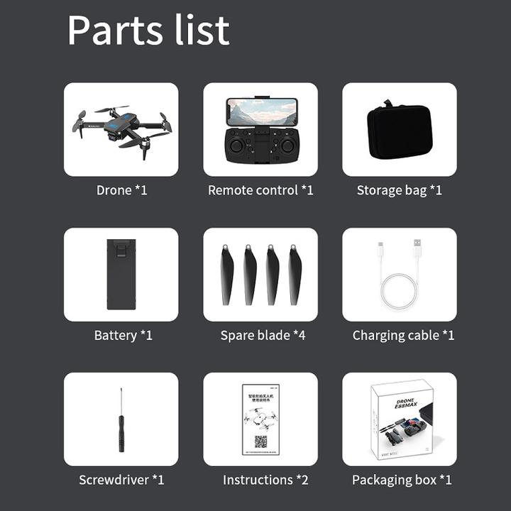 E88 Max Brushless Mini Drone with Camera 4K Aerial Photography UAV Quadcopter Optical Flow Positioning Remote Control Beginners Contract Manufacturing