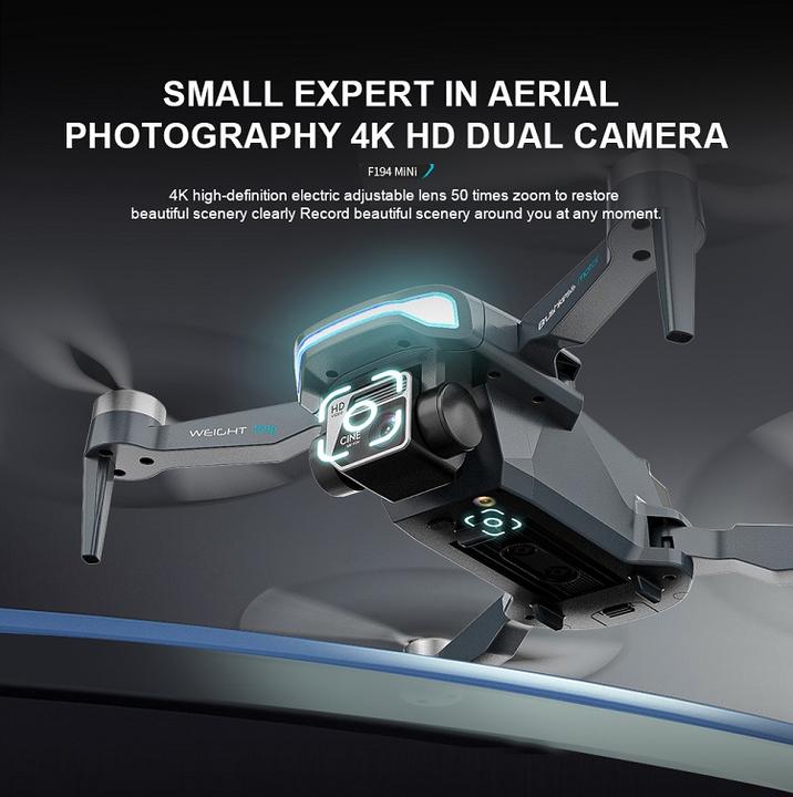 F194 Mini GPS Drone 4K HD Dual Camera Fixed Height Brushless 150G Body Weight 5G WIFI FPV Foldable Quadcopter RC Distancce 1000M Chinese Wholesale Supplier