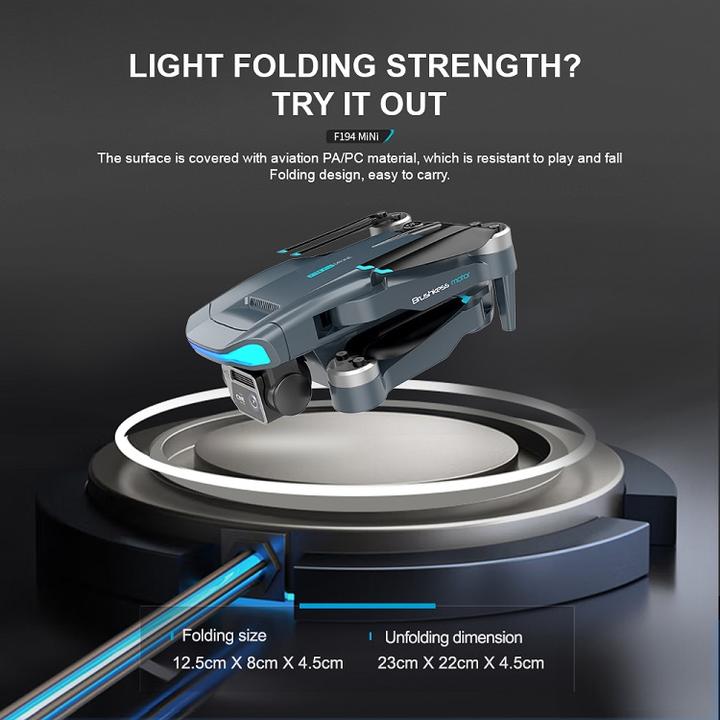 F194 Mini GPS Drone 4K HD Dual Camera Fixed Height Brushless 150G Body Weight 5G WIFI FPV Foldable Quadcopter RC Distancce 1000M Chinese Wholesale Supplier