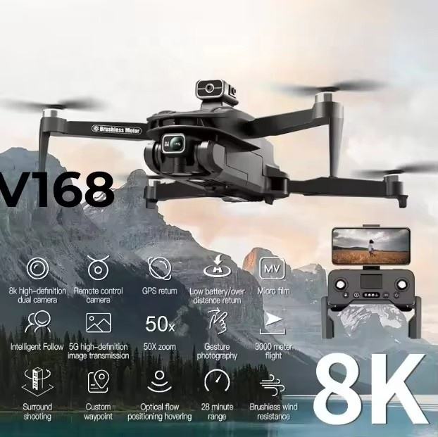 V168 5G Drone GPS 8K Professional With HD Camera 5G WIFI FPV Brushless RC Quadcopter Obstacle Avoidance V168 MAX PRO Drone Product Sourcing