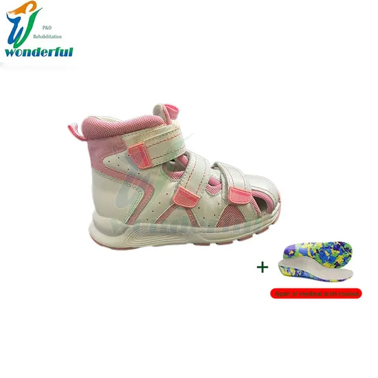 High Quality Pink and White Children Orthopedic Sandals Shoes Made in China