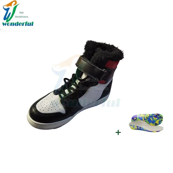 High Quality Wholesale Leather Non-Slip Flat Fashion Fancy Black Winter Orthopedic Shoes